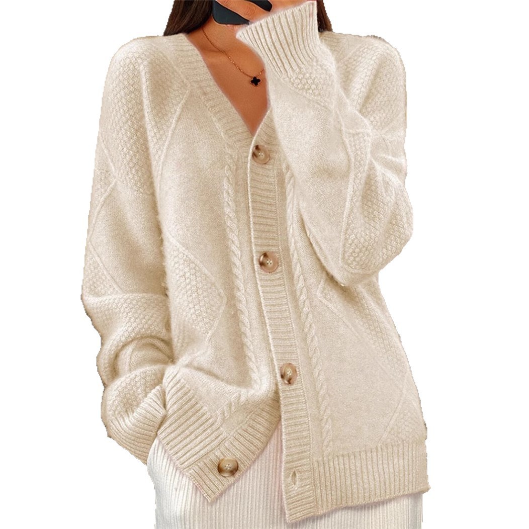 Women V Neck Cable Knit Cardig - огляд і ціна Down Jacket Packable