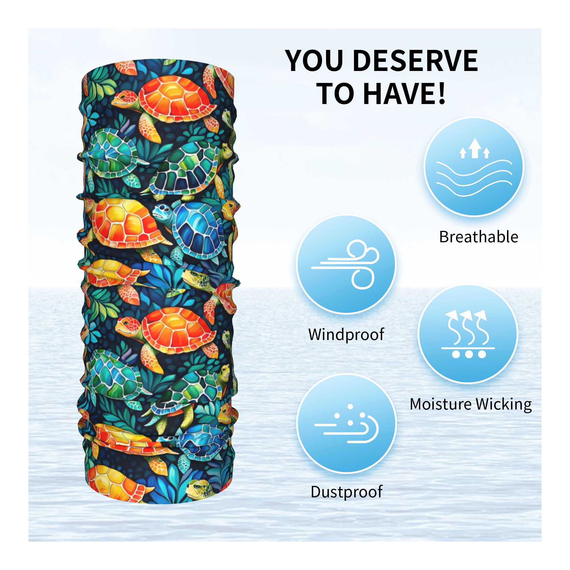 Custom Funny Colorful Sea Turt - огляд і ціна Neck Gaiter Fleece