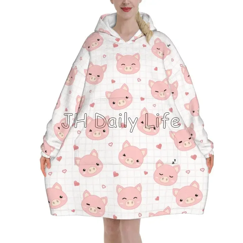 Cartoon Pigs Wearable Flannel  - огляд і ціна Sherpa Hoodie Fleece